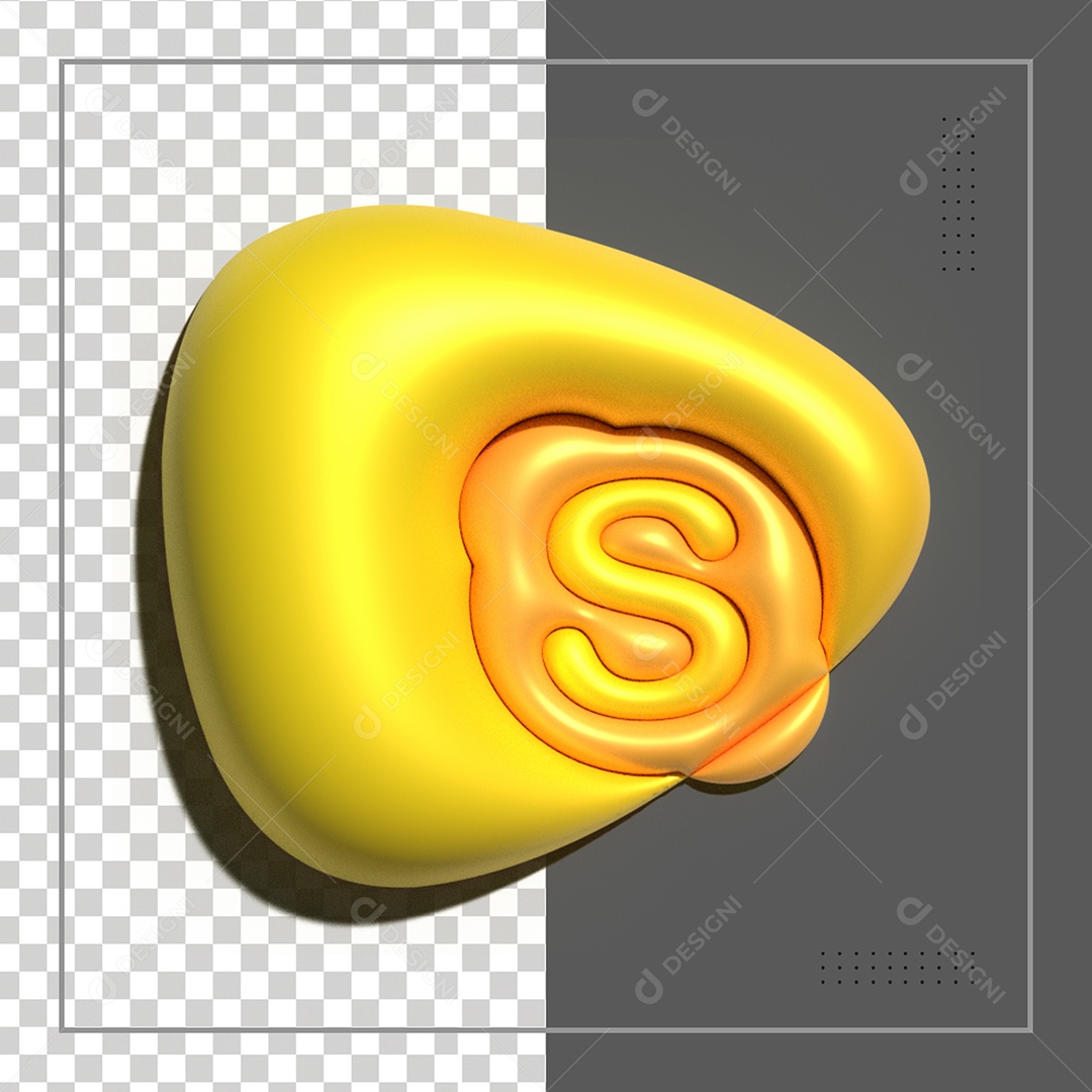 Ícone 3D Skype Dourado Elemento Para Composição PSD