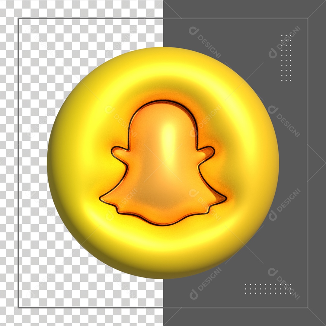 Ícone 3D Snapchat Dourado Elemento Para Composição PSD