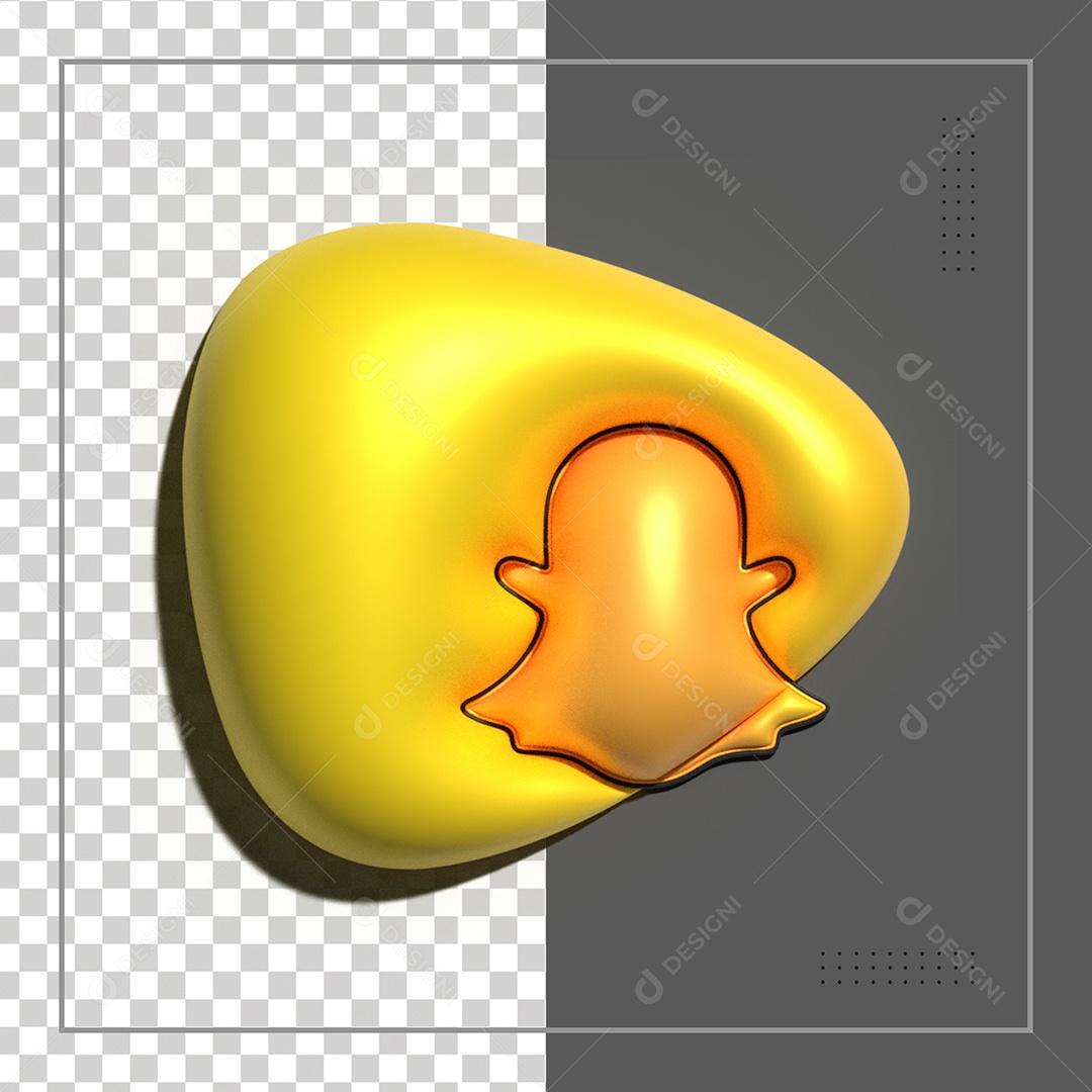 Ícone 3D Snapchat Dourado Elemento Para Composição PSD