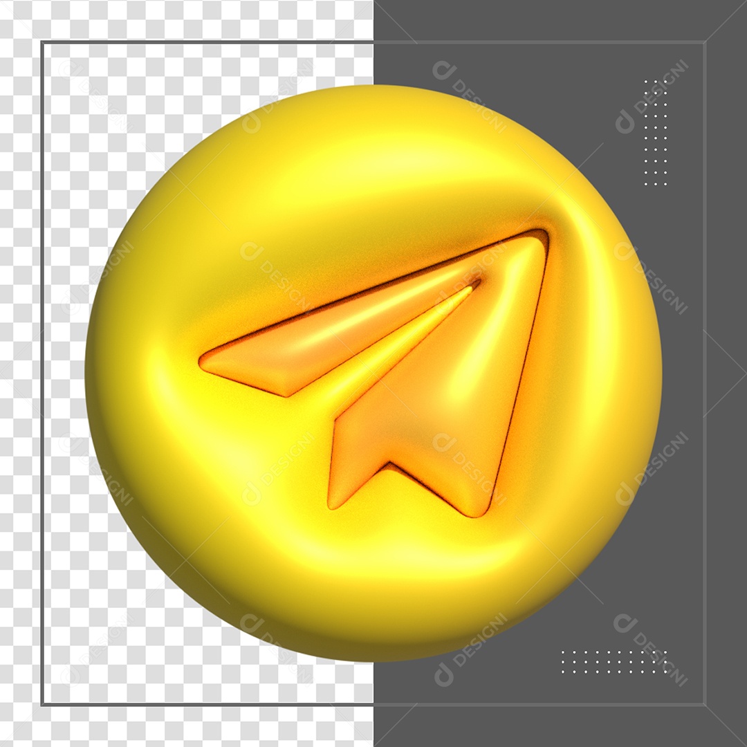 Ícone 3D Telegram Dourado Elemento Para Composição PSD
