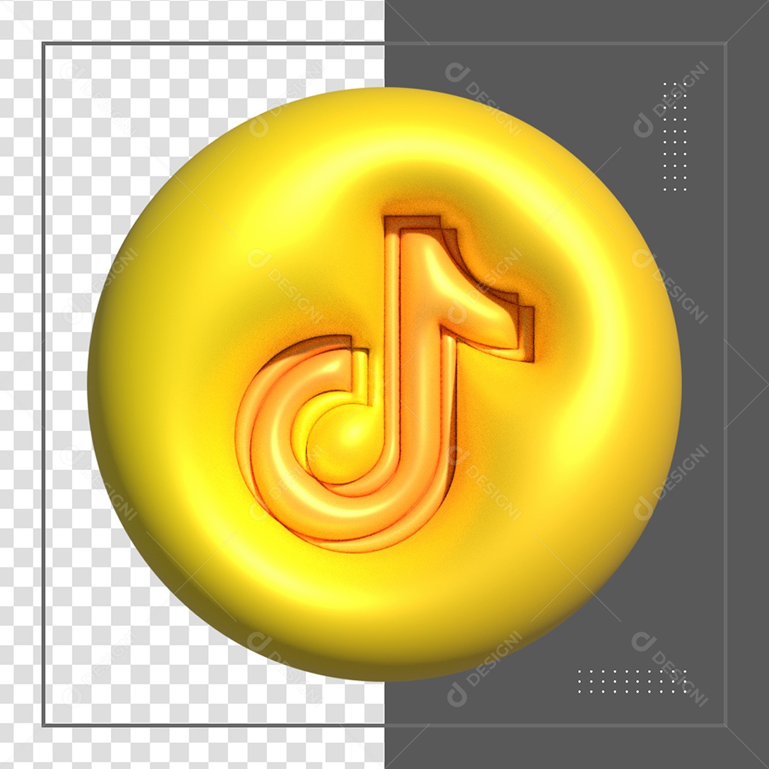 Ícone 3D Tiktok Dourado Elemento Para Composição PSD