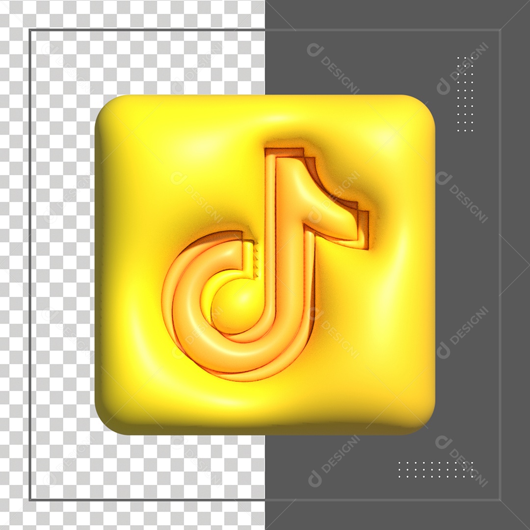 Tiktok Elemento 3D Dourado Para Composição PSD