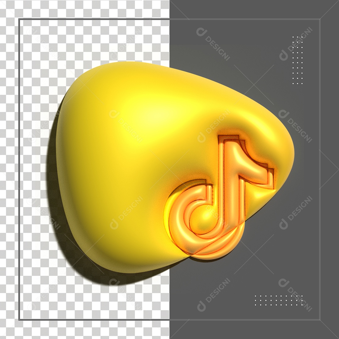Ícone 3D Tiktok Dourado Elemento Para Composição PSD
