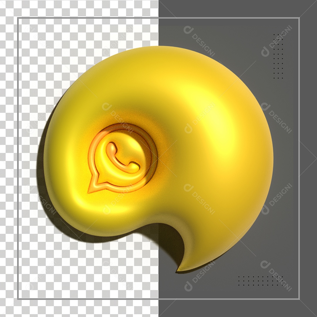 Ícone 3D Whatsapp Elemento Dourado Para Composição PSD