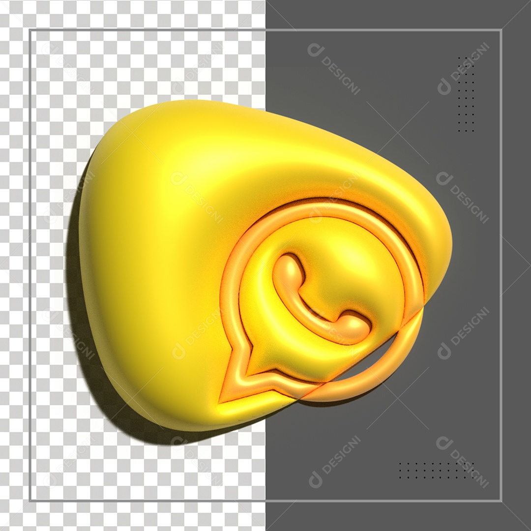 Ícone 3D Whatsapp Elemento Dourado Para Composição PSD