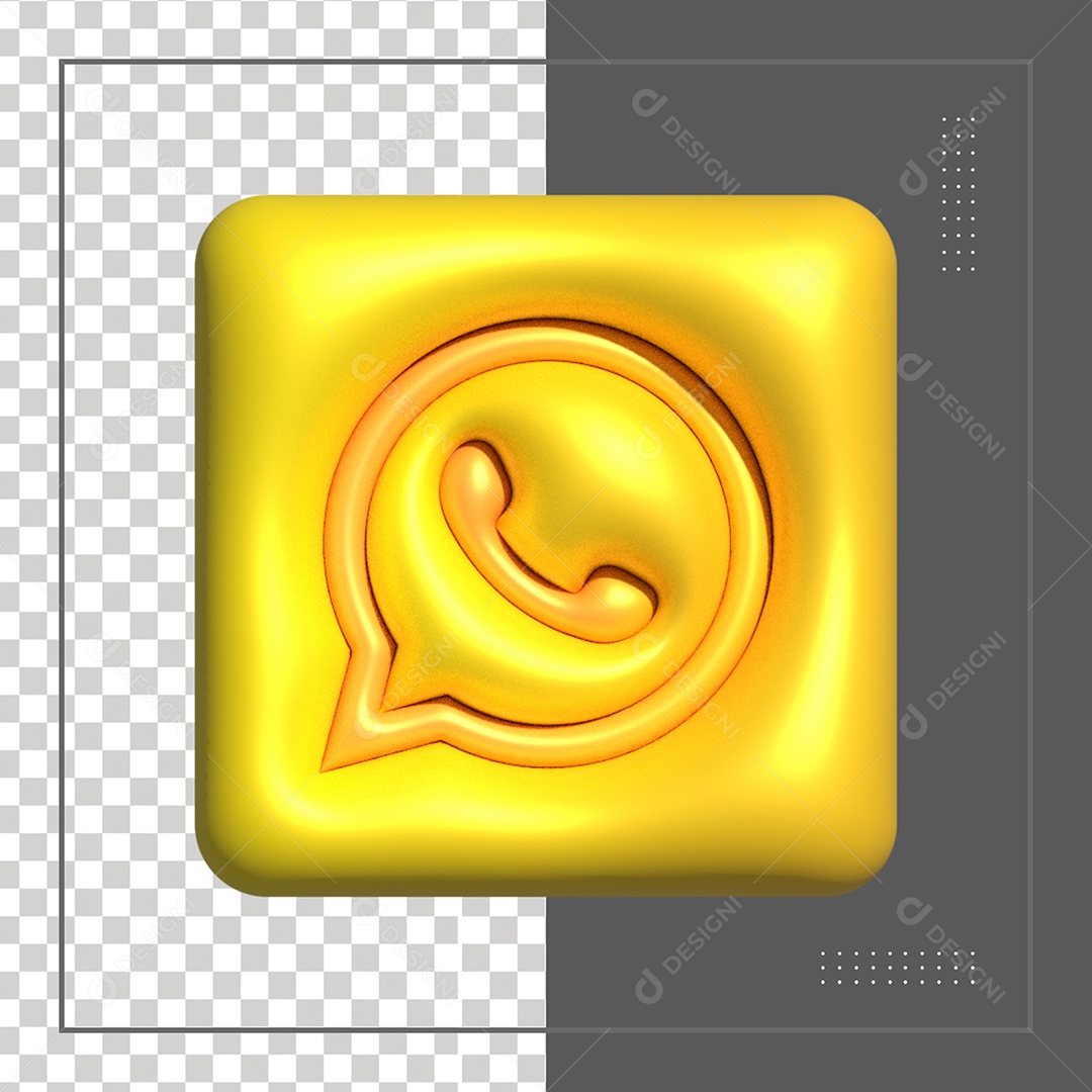 Whatsapp Elemento 3D Dourado Para Composição PSD