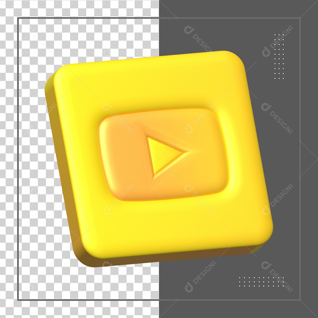 Youtube Elemento 3D Dourado Para Composição PSD