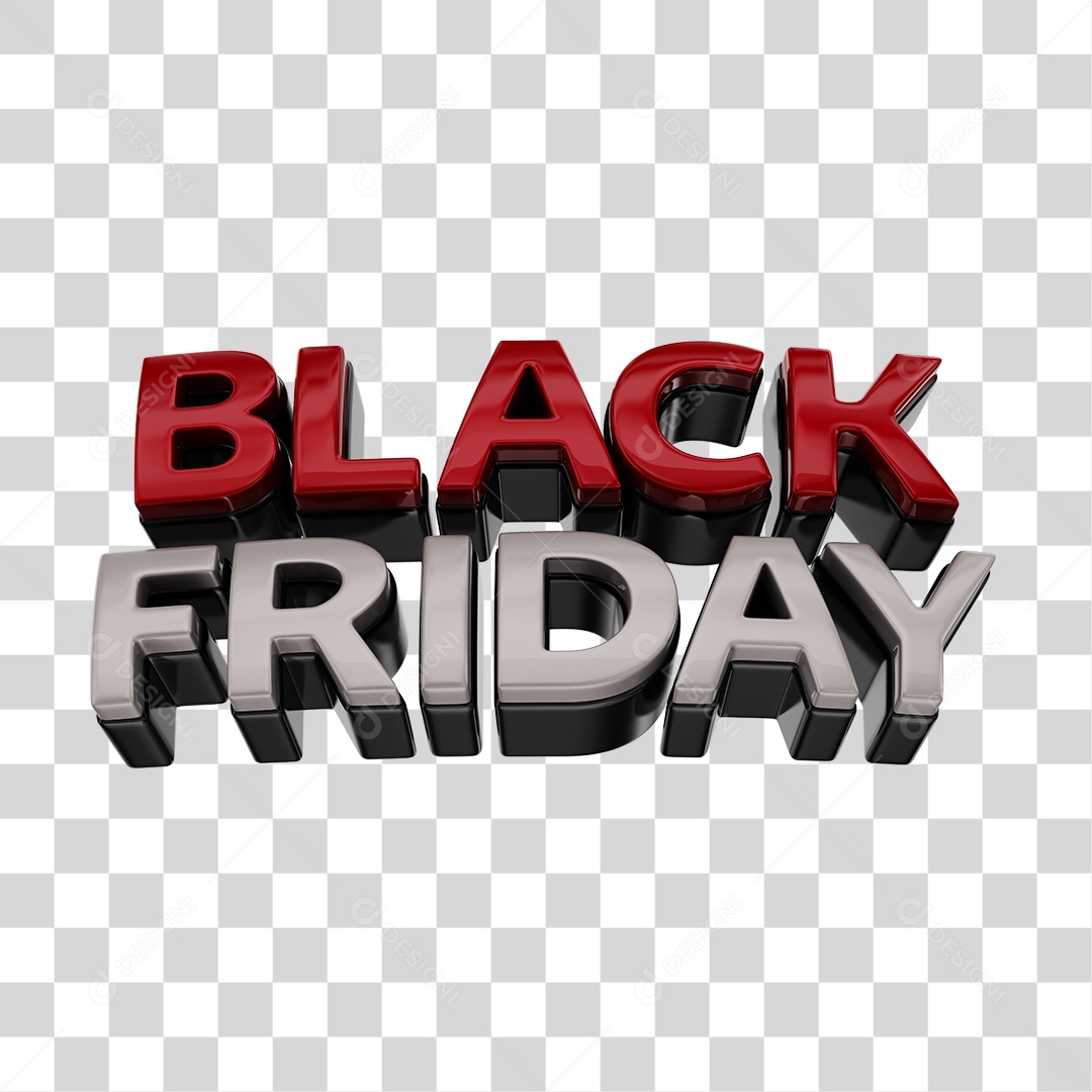 Black Friday Texto 3D Vermelho e Branco PNG Transparente