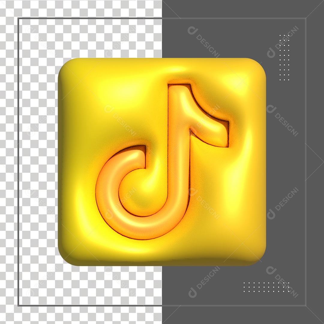 Elemento 3D Tiktok Dourado Para Composição PSD
