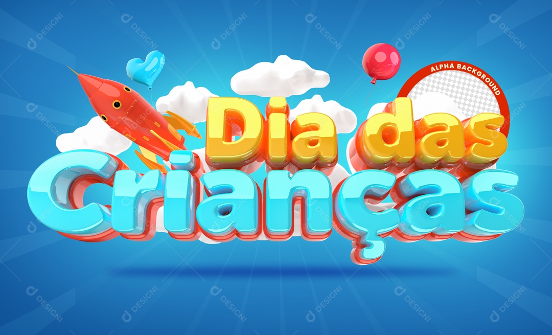 Selo 3D Dia Das Crianças PSD