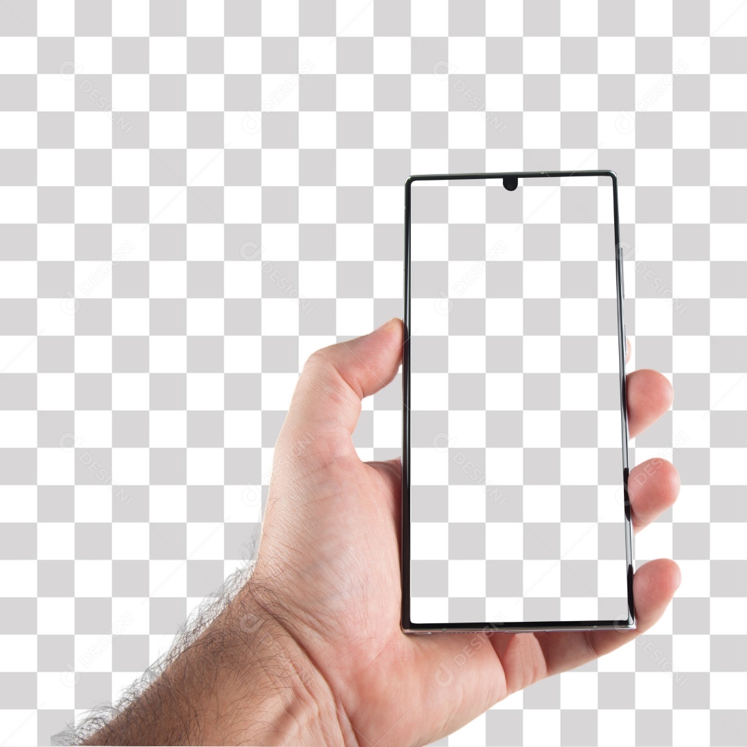 Mão de Homem Segurando Celular PNG Transparente