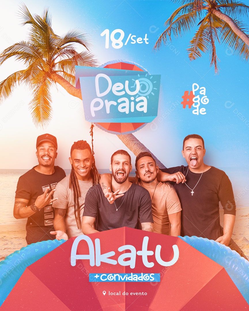 Social Media Flyer Deu Praia Banda de Pagode PSD Editável