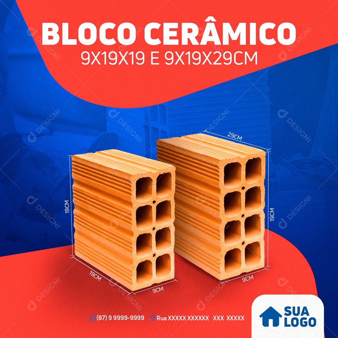 Social Media Materiais De Construção Bloco Cerâmico PSD Editável