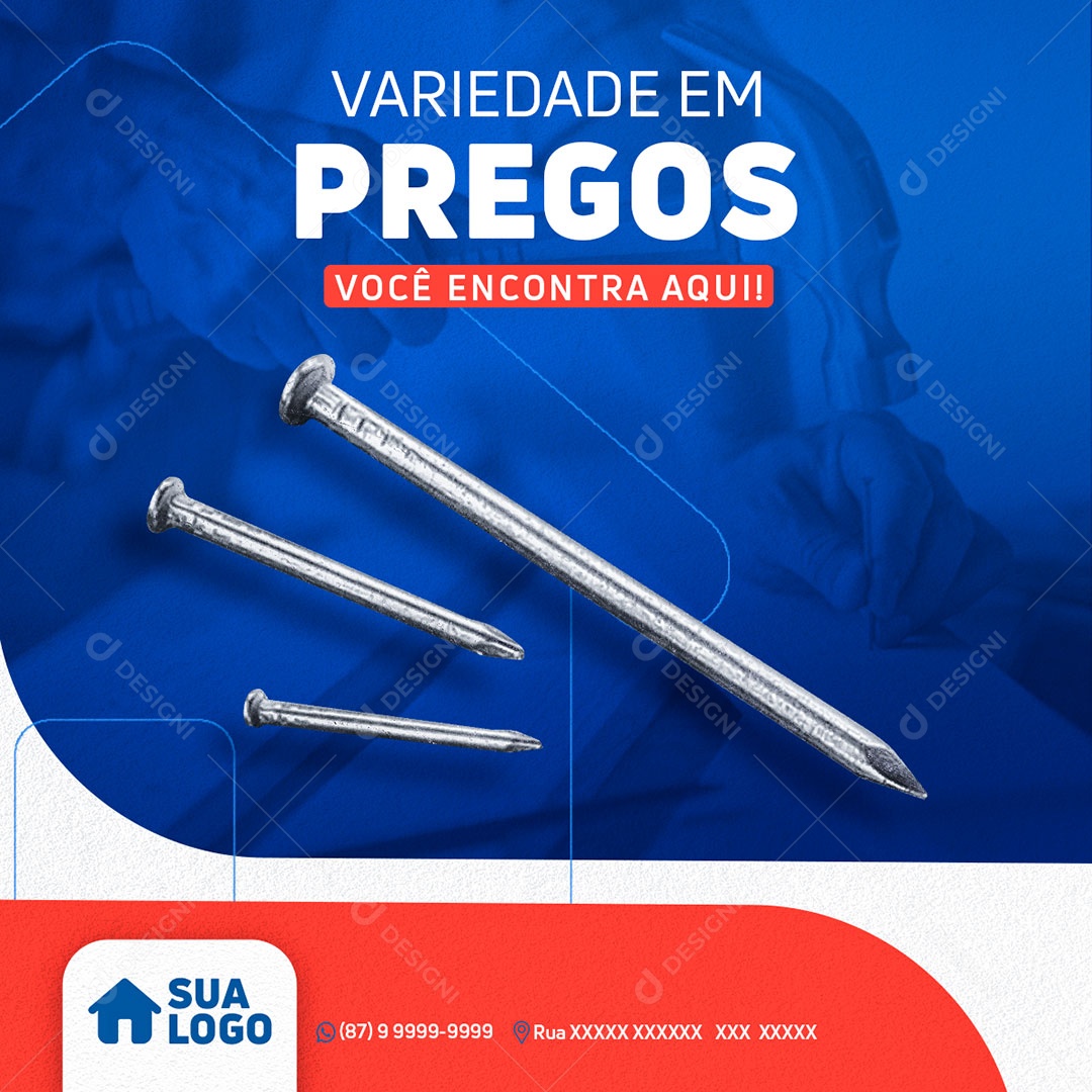 Social Media Materiais De Construção Variedade em Pregos PSD Editável