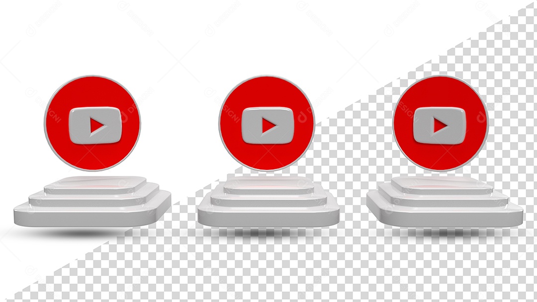Ícone 3D Youtube encima de Pódio Elemento Para Composição PSD