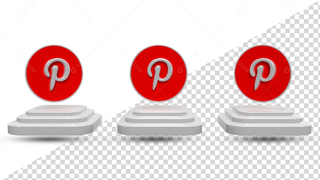 Ícone 3D Pinterest encima de Pódio Elemento Para Composição PSD
