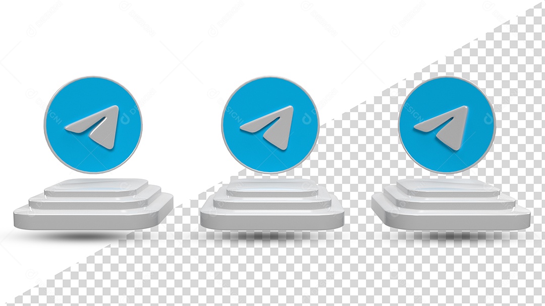 Ícone 3D Telegram encima de Pódio Elemento Para Composição PSD