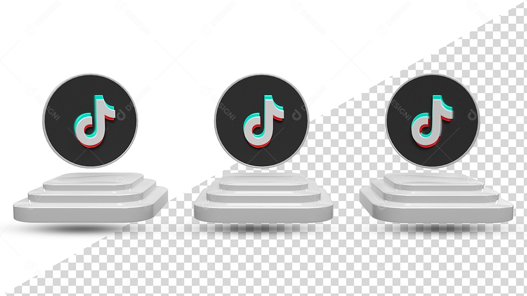 Ícone 3D Tiktok encima de Pódio Elemento Para Composição PSD