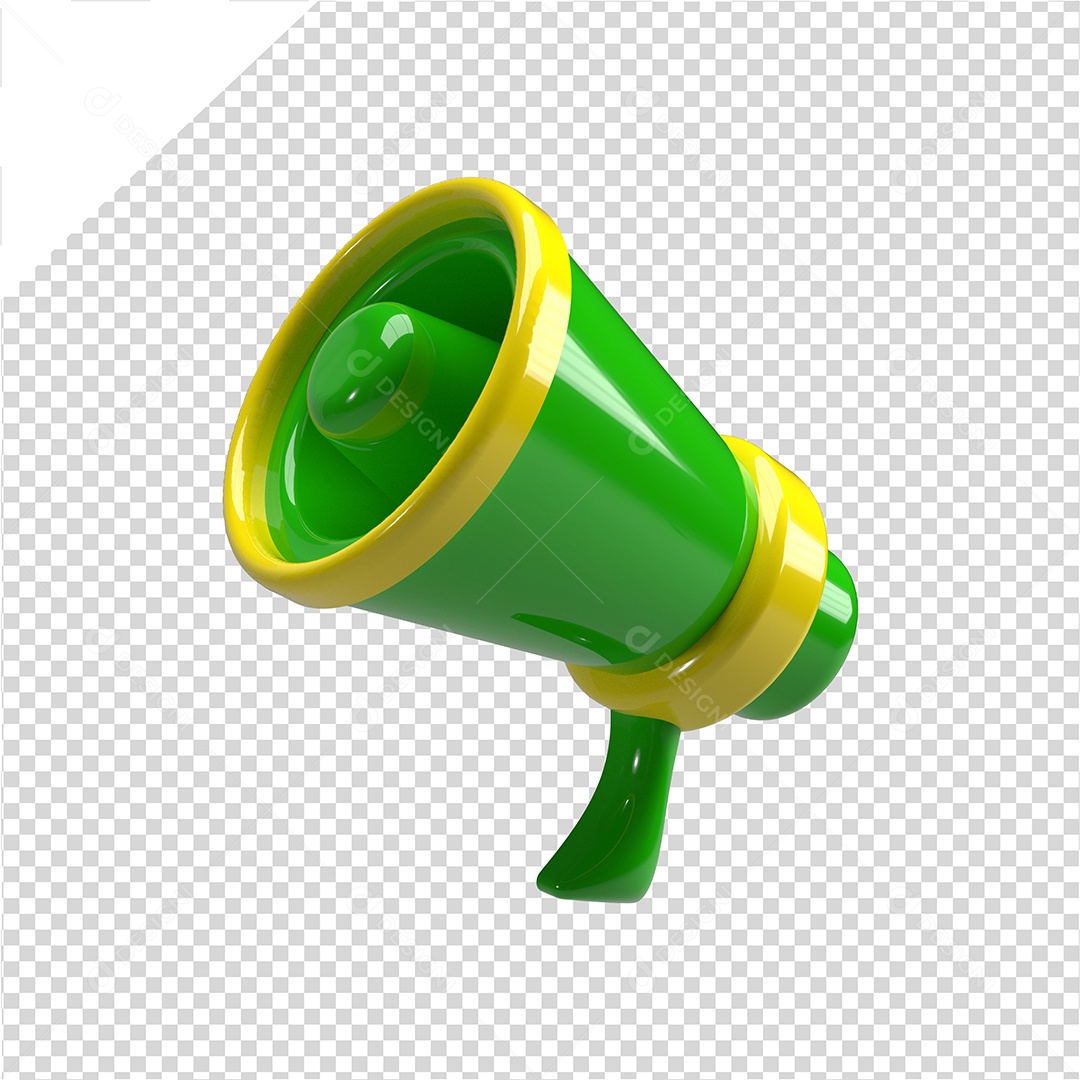 Megafone 3D verde e amarelo da Independência Elemento para Composição PSD