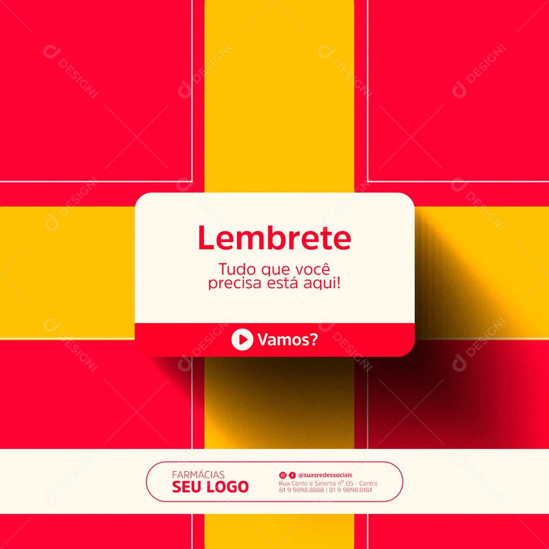 Lembrete Tudo que você precisa está aqui Farmácia Social Media PSD Editável