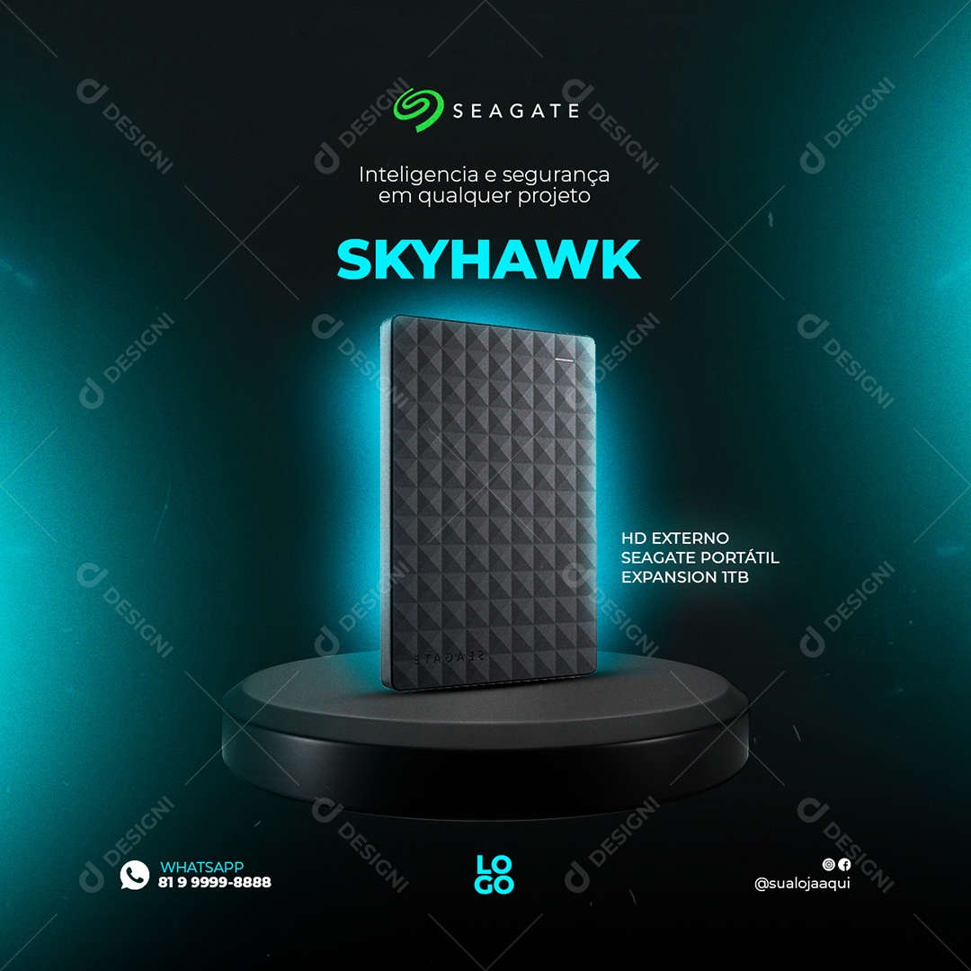 Segurança em qualquer projeto Skyhawk Assistência Técnica Social Media PSD Editável