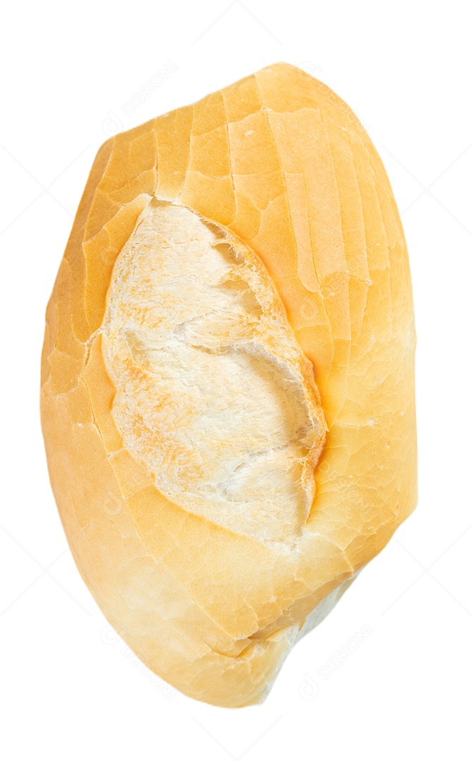 Pão francês isolado no fundo branco.