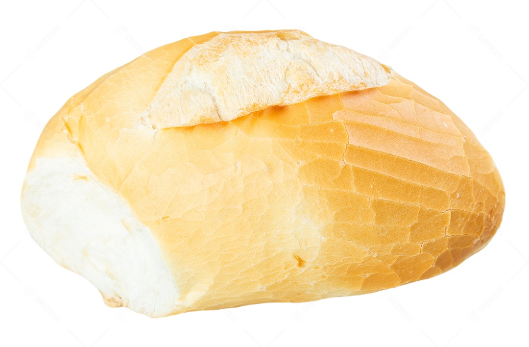 Pão francês isolado no fundo branco.