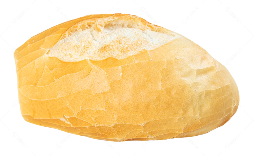 Pão francês isolado no fundo branco.