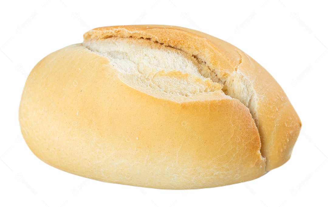 Pão francês isolado no fundo branco.