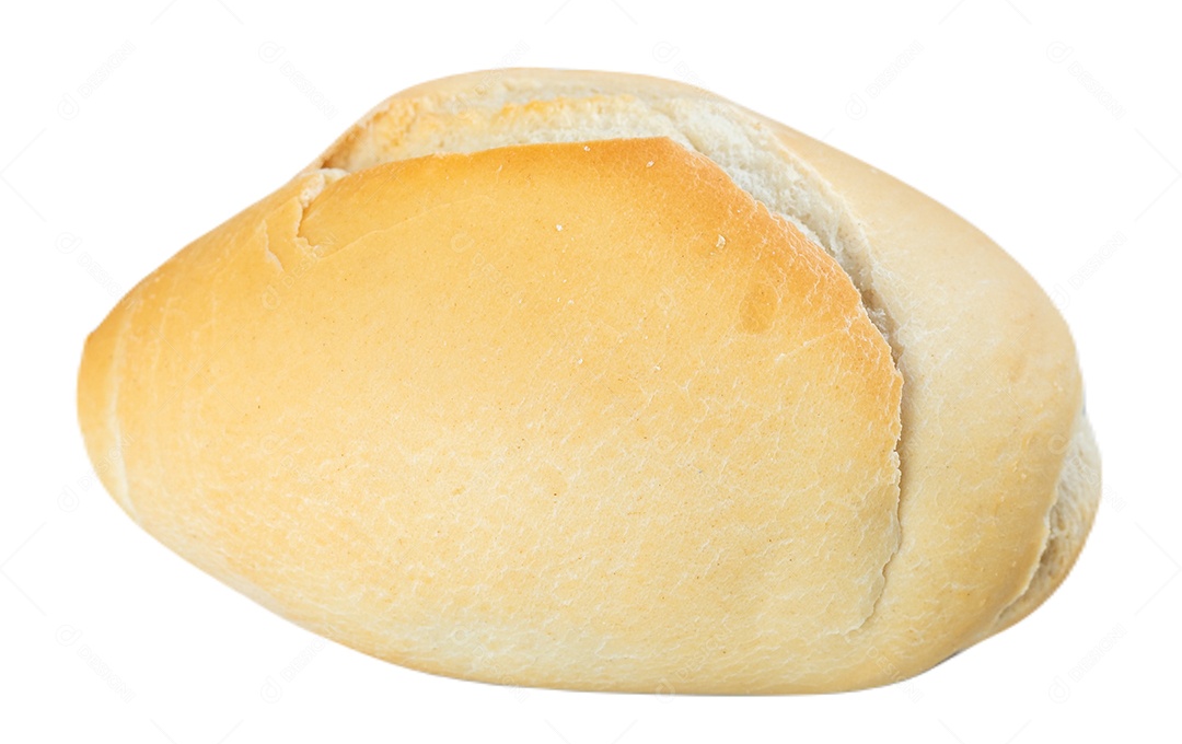 Pão francês isolado no fundo branco.