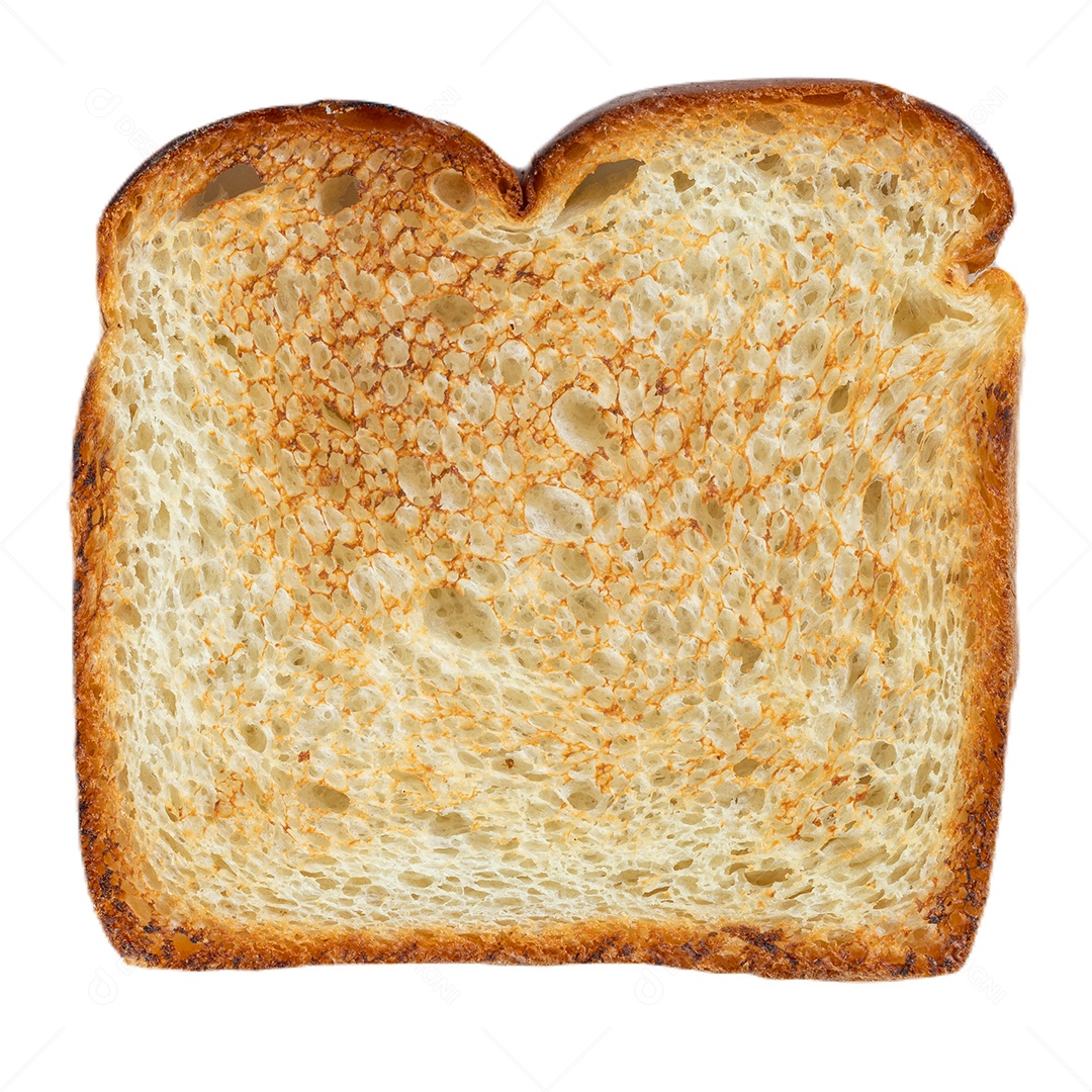 fatia de pão fatiada isolada no fundo branco, vista superior.
