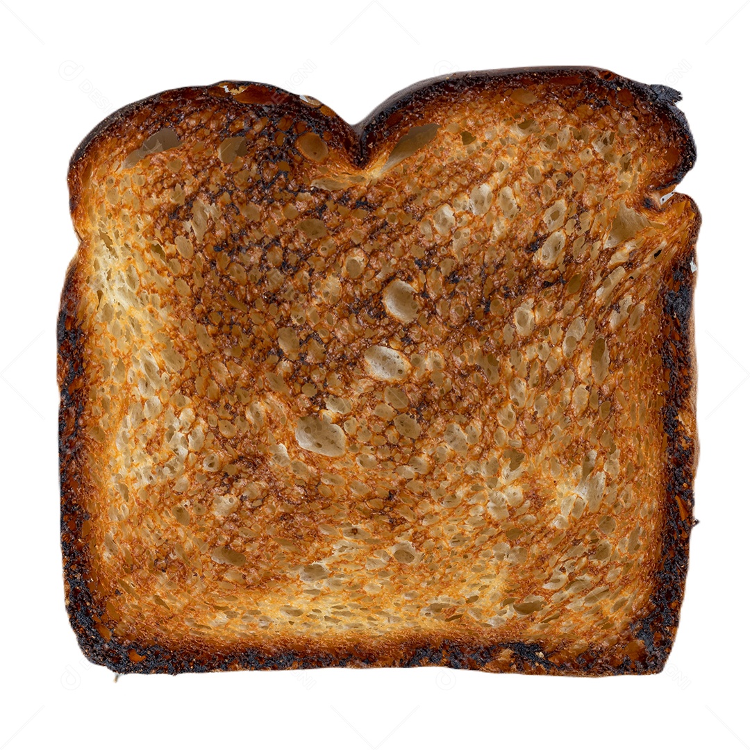 fatia de pão fatiada isolada no fundo branco, vista superior.