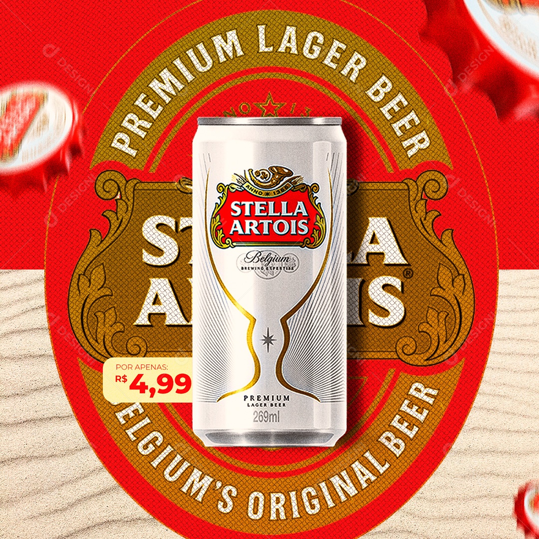 Cerveja Premium Lager Beer Stella Artois Distribuidora Social Media PSD Editável
