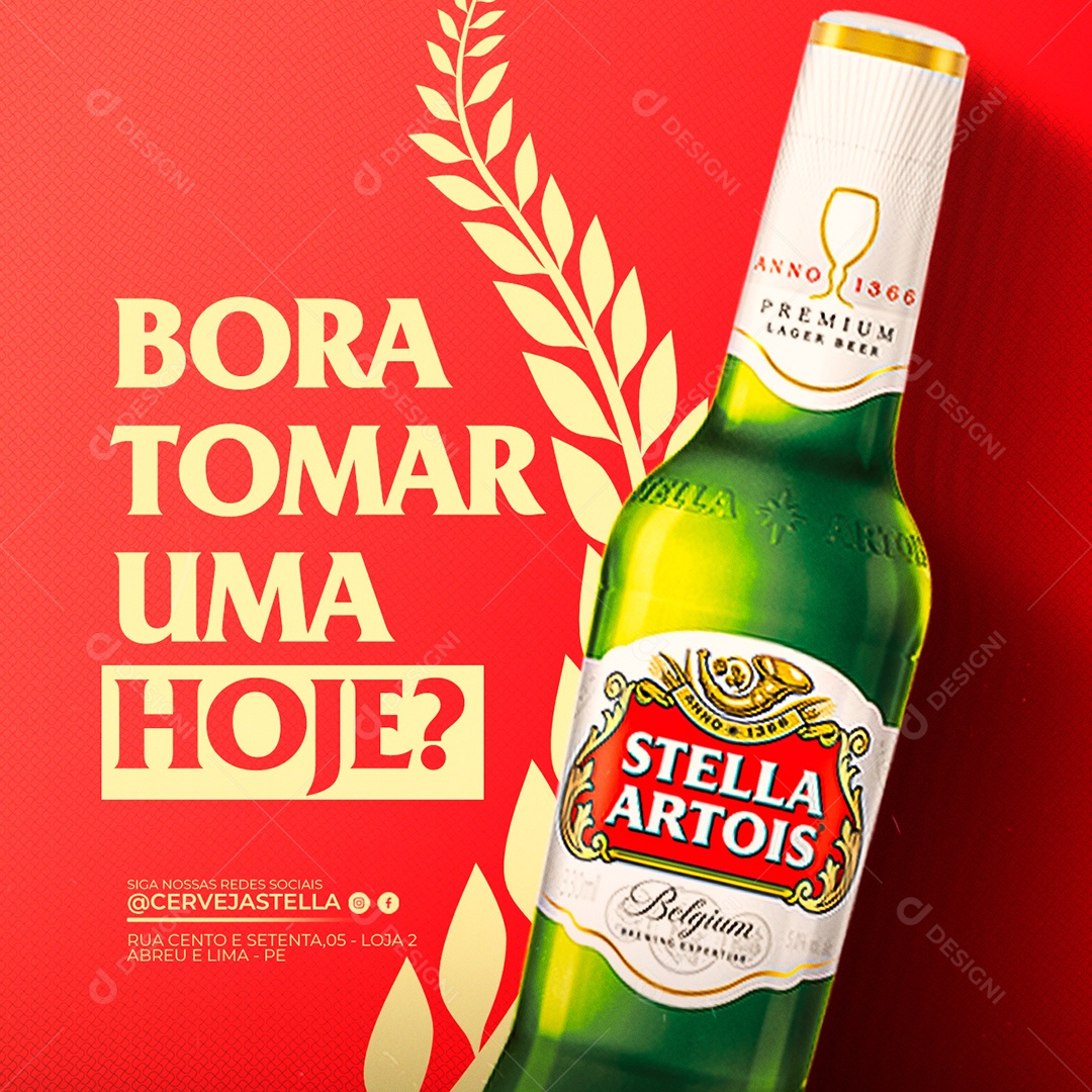 Bora tomar uma hoje Stella Artois Distribuidora Social Media PSD Editável