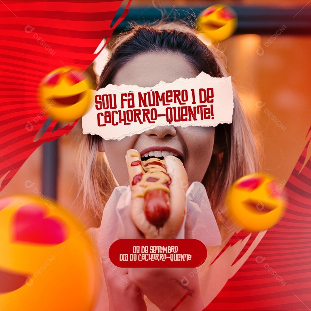 Sou Fã número 1 de Cachorro Quente 9 de Setembro Dia do Cachorro Quente Social Media PSD Editável