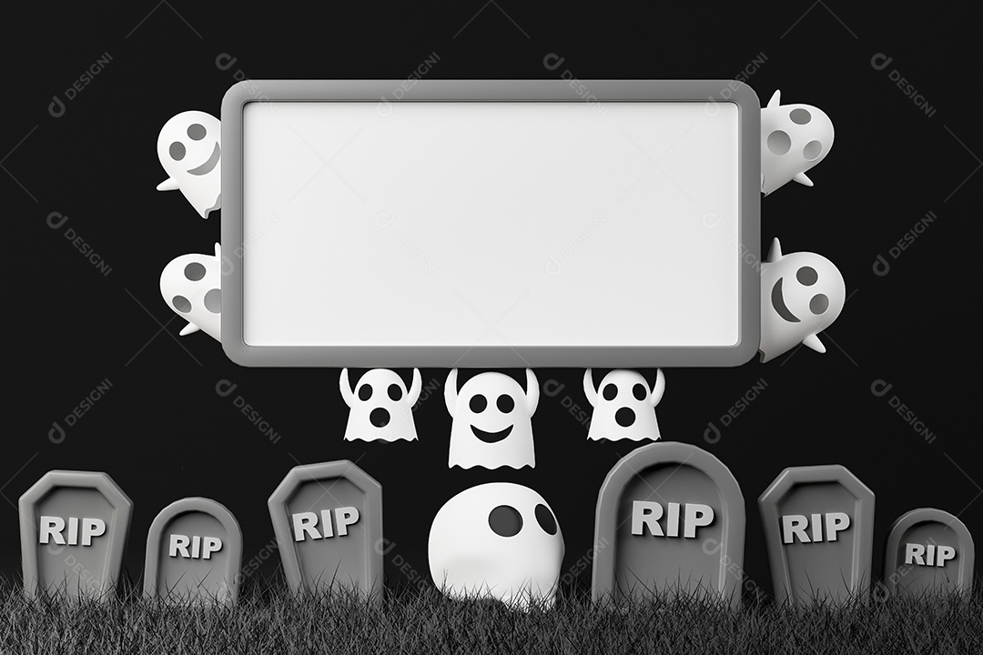 Renderização 3D Banner conceito Halloween