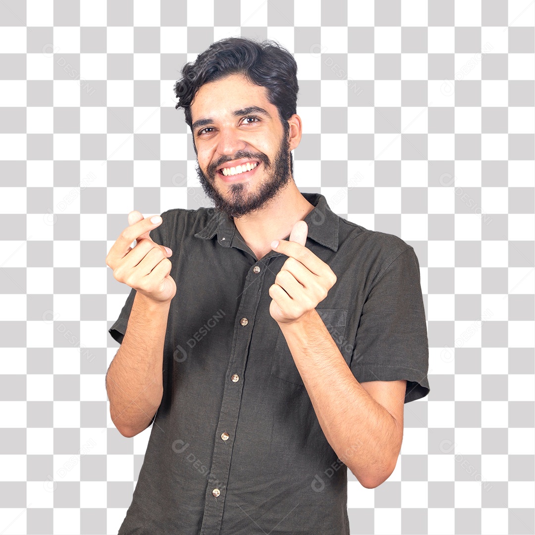 Homem barbudo Sorrindo fazendo gestos PNG Transparente sem Fundo