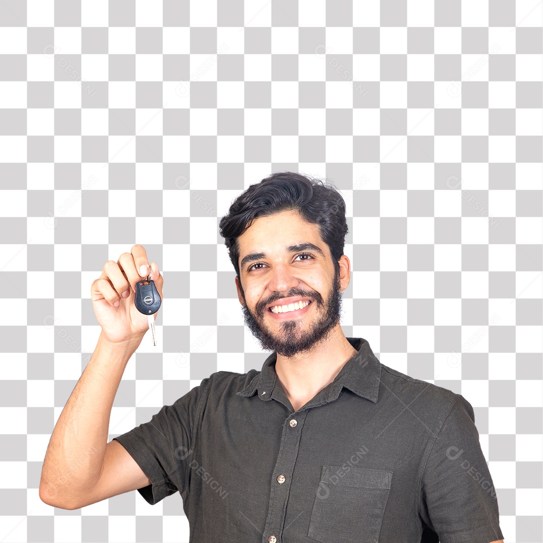 Jovem Mostrando Chave de Carro PNG Transparente sem Fundo