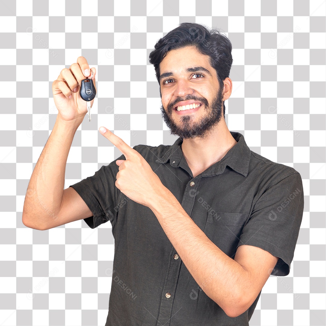 Jovem Mostrando Chave de Carro PNG Transparente sem Fundo