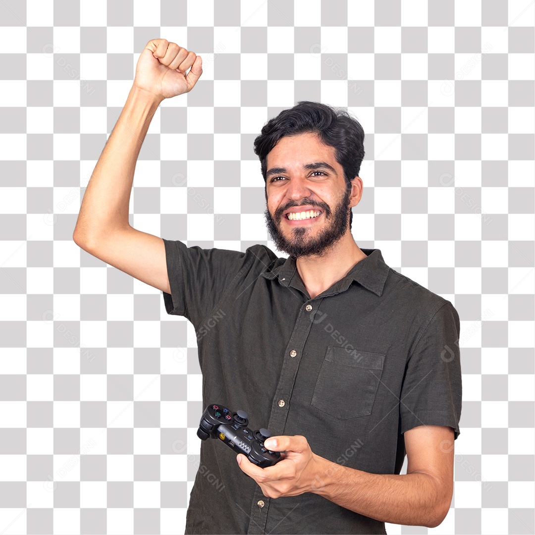 Jovem Com Controle de Videogame Mão PNG Transparente sem Fundo