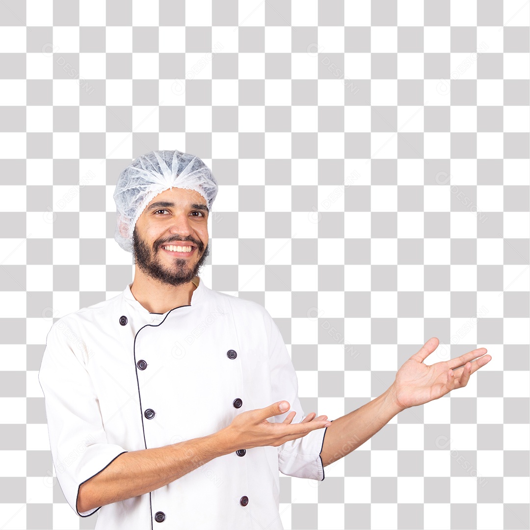 Padeiro Feliz Apontando para o lado PNG Transparente sem Fundo