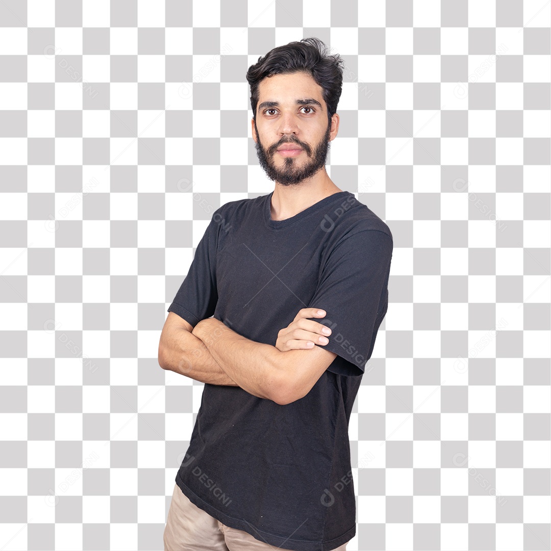 Jovem Feliz Sorrindo de Braços cruzados PNG Transparente Sem Fundo