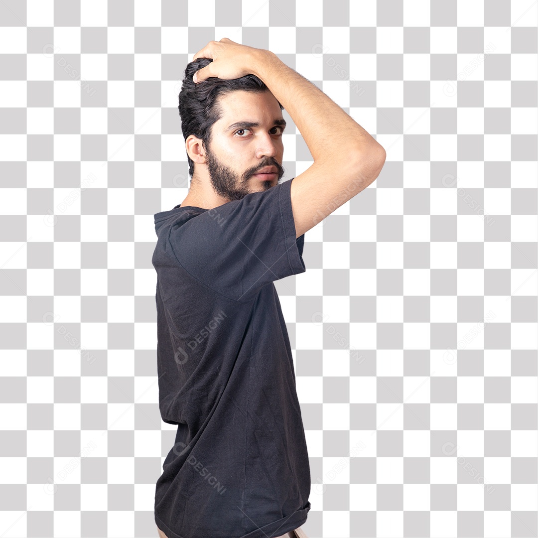 Jovem Fazendo pose com mão na cabeça PNG Transparente Sem Fundo