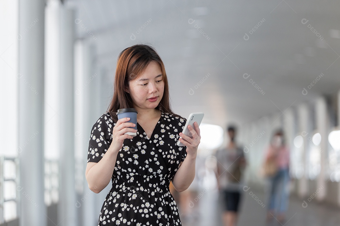 Beautiful Asian woman on blurred background