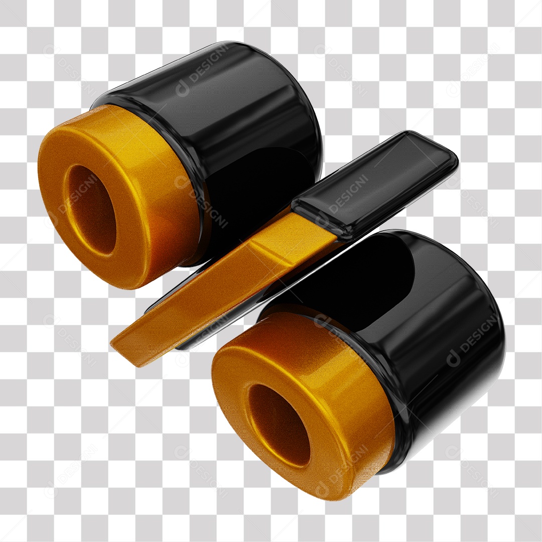 Símbolo de Porcentagem Dourado Elemento 3D Para Composição PNG Transparente