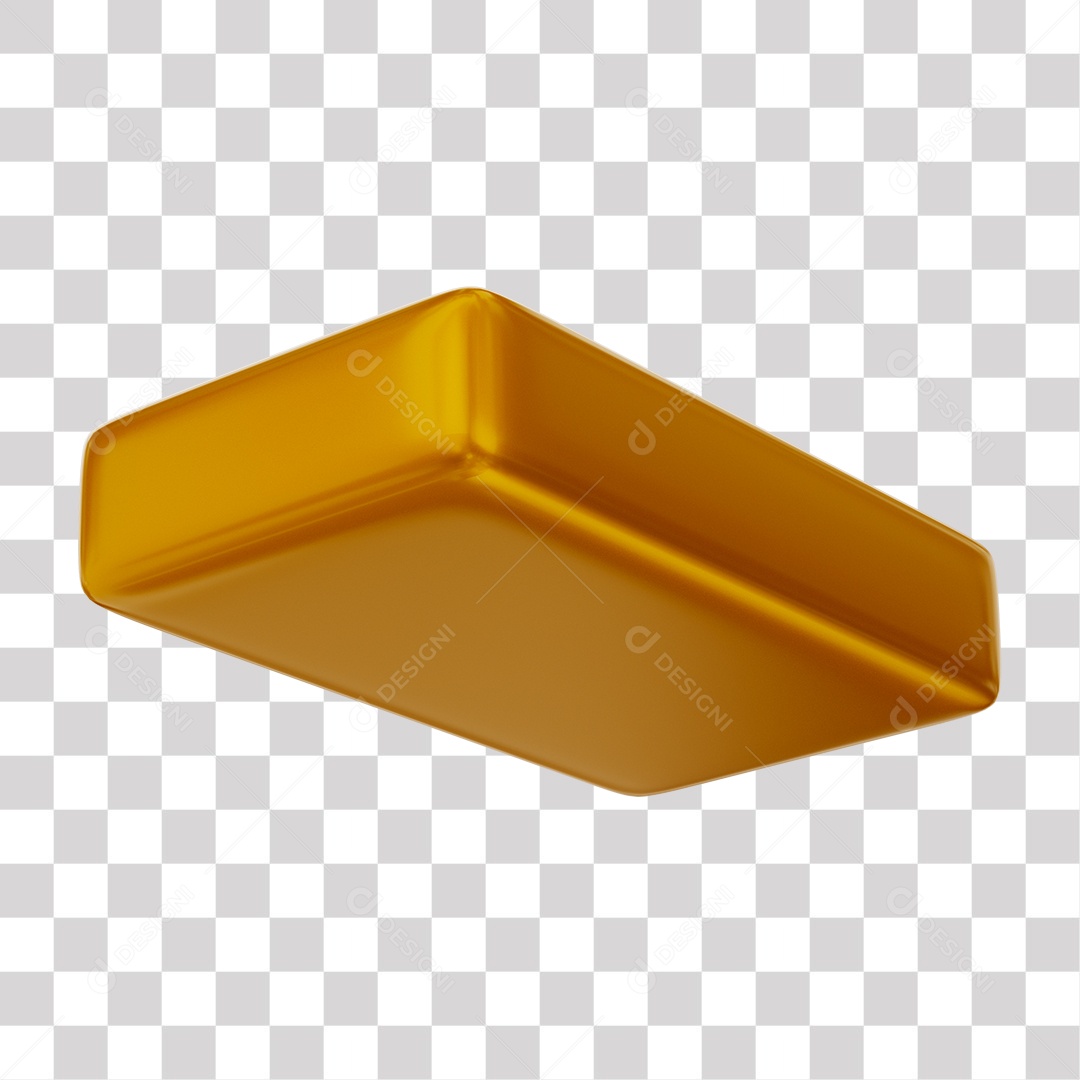 Símbolo de Negativo - Elemento 3D Dourado para Composição PNG Transparente
