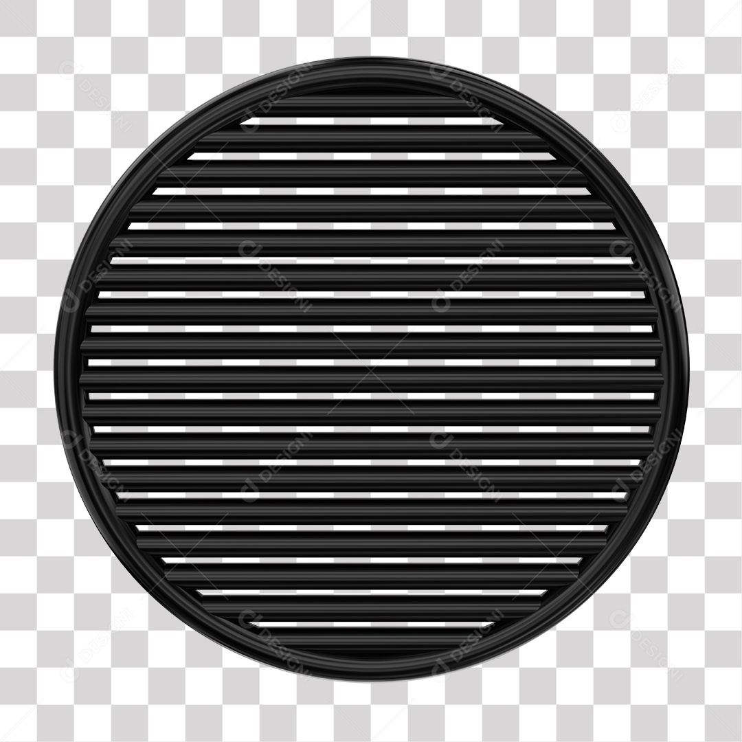 Grade Redonda Preto Elemento 3D para Composição PNG Transparente