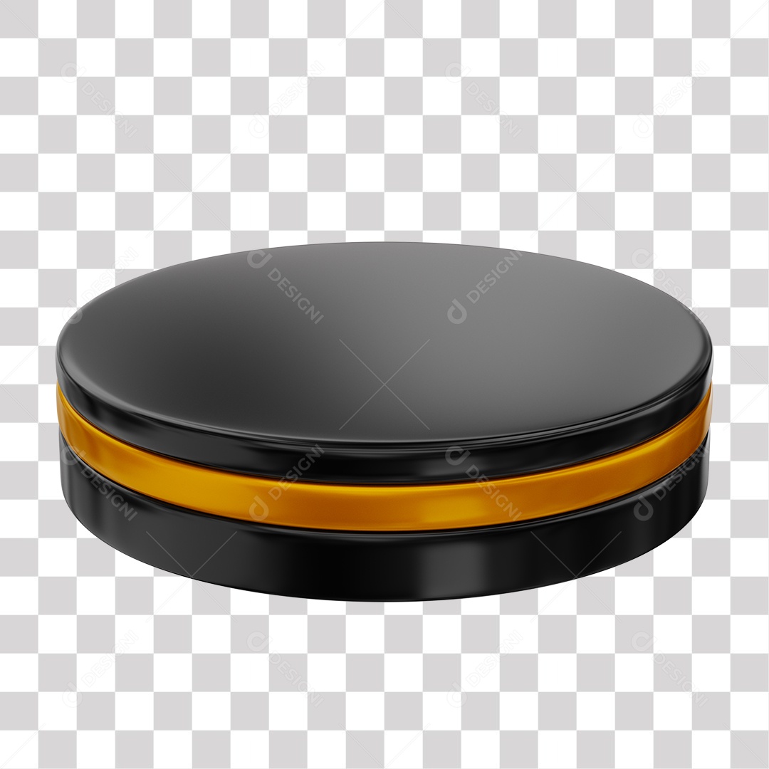 Pódio Dourado e Preto Elemento 3D para Composição PNG Transparente