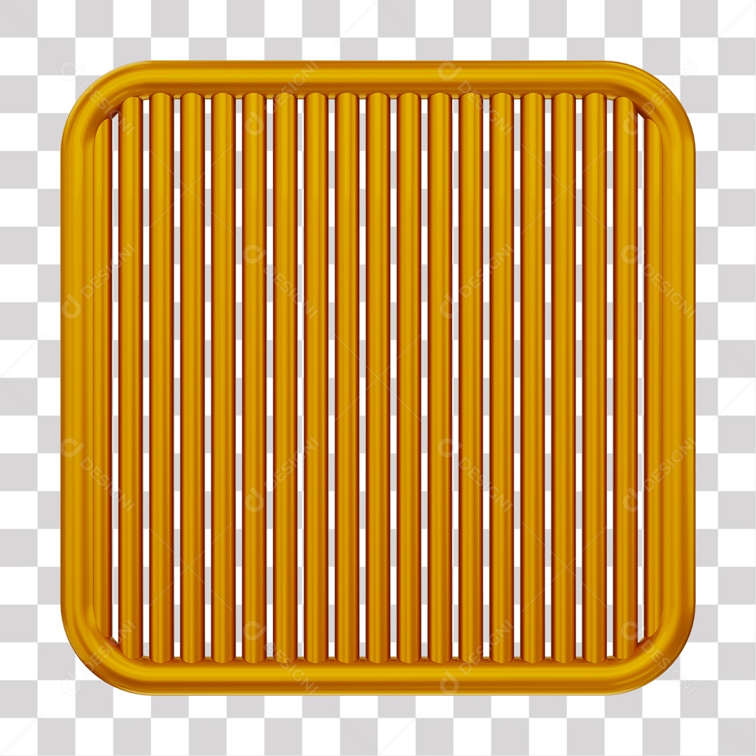 Grade Dourada Elemento 3D para Composição PNG Transparente