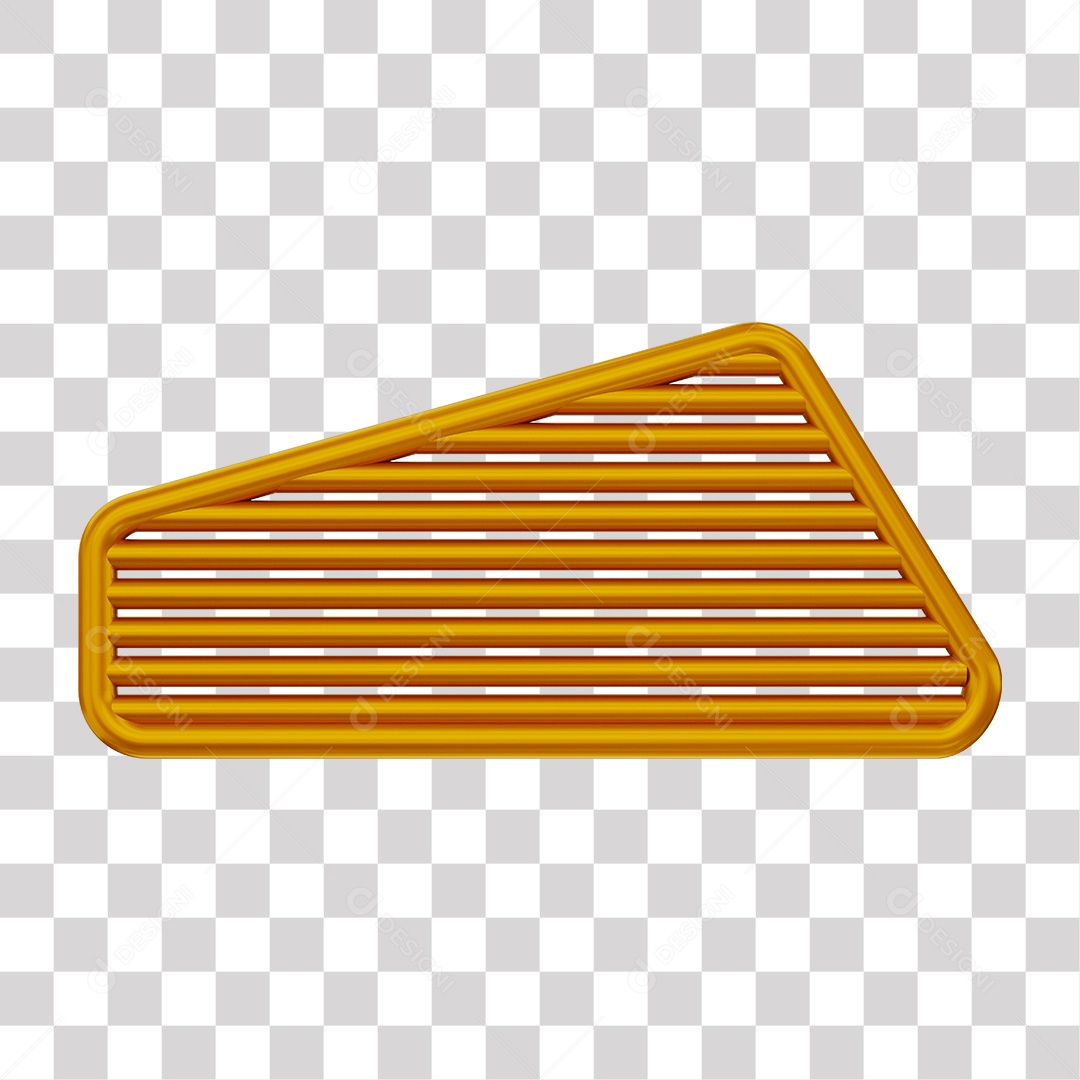 Grade Dourada Elemento 3D para Composição PNG Transparente